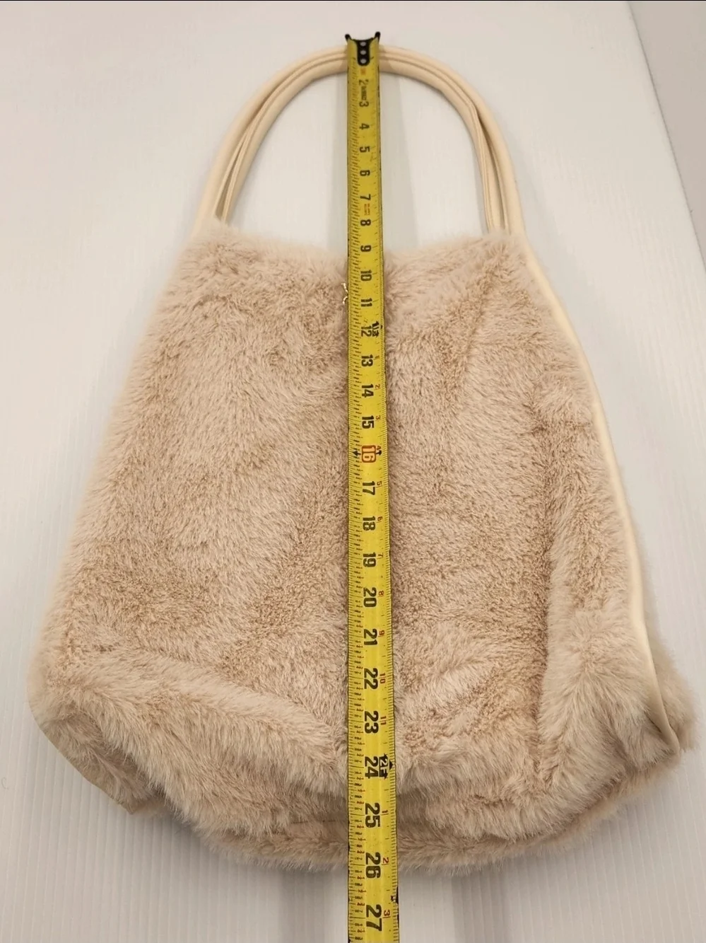 Victoria's Secret Cream Faux-Fur Tote with Gold Accent